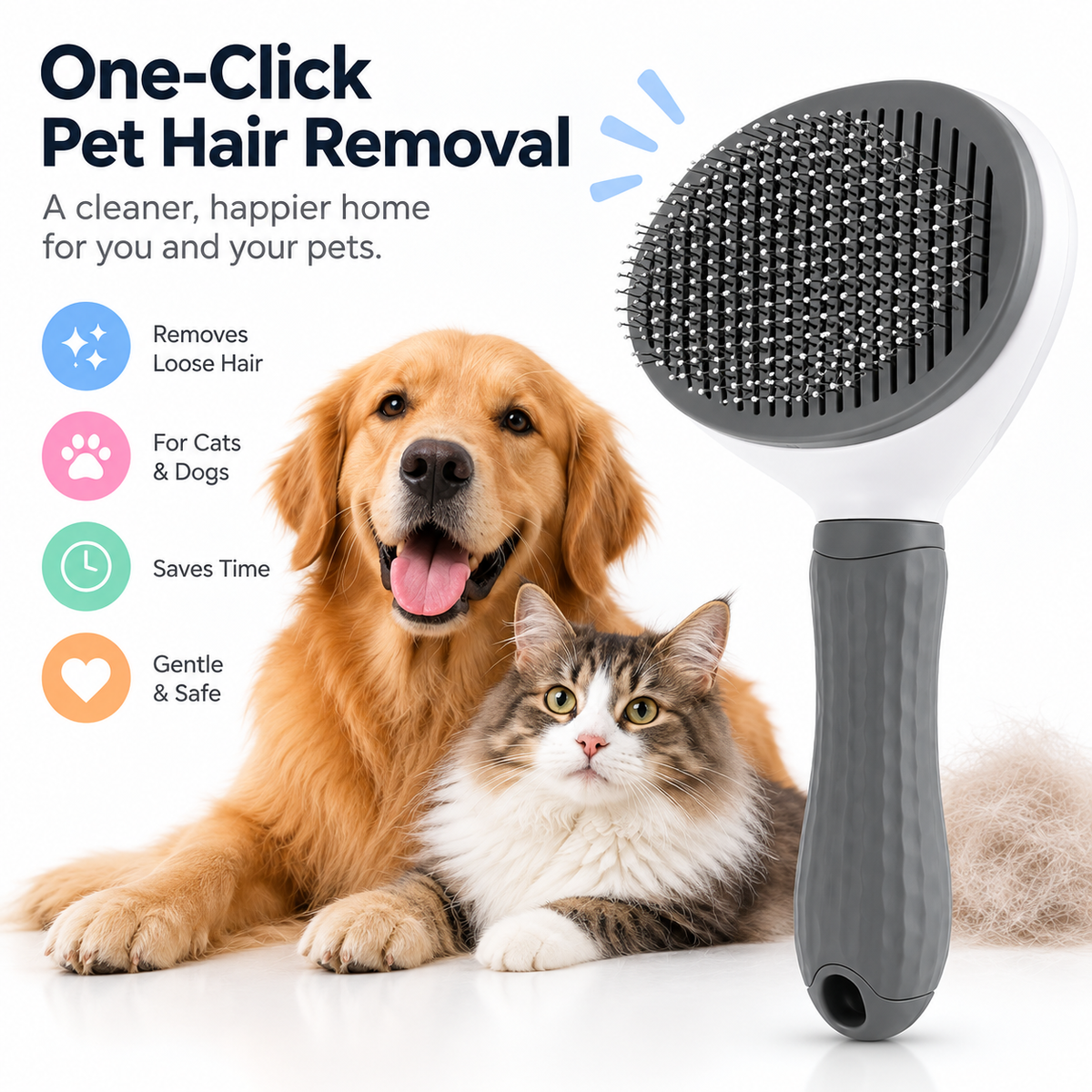 iPetPaw™ One-Click Self-Cleaning Pet Brush