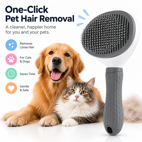 iPetPaw™ One-Click Self-Cleaning Pet Brush