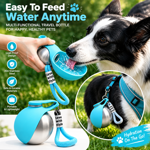 iPetPaw™ 2-in-1 Portable Pet Water Bottle