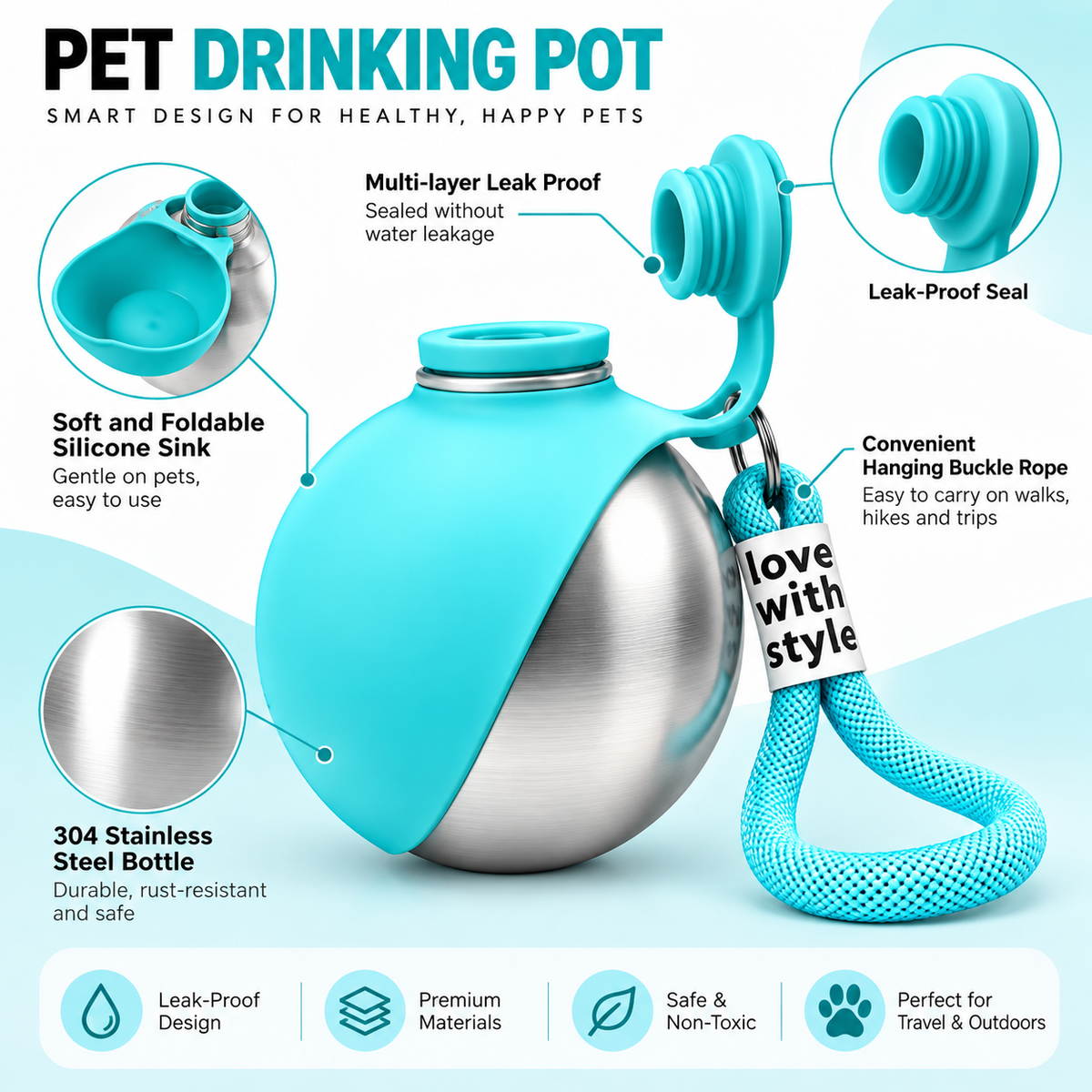 iPetPaw™ 2-in-1 Portable Pet Water Bottle